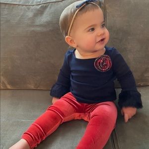 Janie and Jack Navy Blue 6-12 month Christmas Shirt